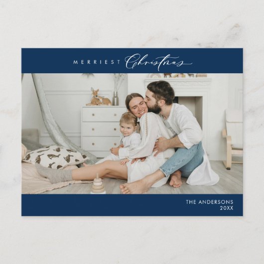 Carte Postale Photo de famille de Noël la plus joyeuse, Happy d' (Devant)