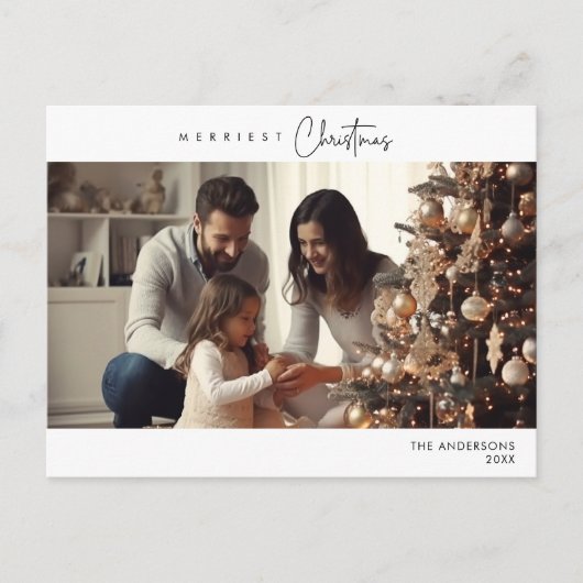 Carte Postale Photo de famille de Noël la plus joyeuse, Happy d' (Devant)