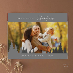 Carte Postale Photo de famille de Noël le plus joyeux en extérie