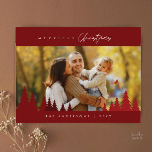 Carte Postale Photo de famille de Noël le plus joyeux en extérie