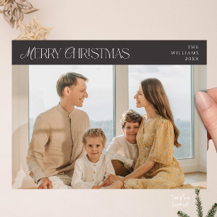 Carte Postale Photo de famille de Noël moderne, élégante et joye
