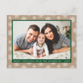 Carte Postale Photo de famille moderne Kraft Snowflake Holiday G (Devant)