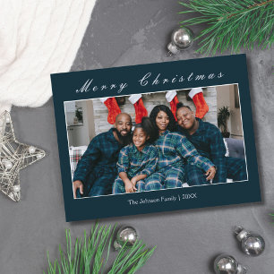 Carte Postale Photo de famille moderne minimaliste Joyeux Noël