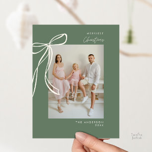 Carte Postale Photo de famille moderne Sage Green Salutation de
