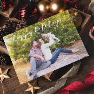 Carte Postale Photo de famille Noël Joyeuses Fêtes Flocon de nei