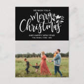 Carte Postale Photo de famille Noël noir blanc Script (Devant)