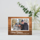 Carte Postale Photo de famille Noël Nom Style Bois Rustique (Debout devant)