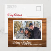 Carte Postale Photo de famille Noël Nom Style Bois Rustique (Devant / Derrière)