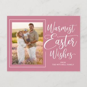 Carte Postale Photo de famille personnalisée sur Pâques rose mau