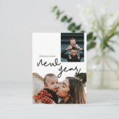 Carte Postale Photo de famille Salutation Moderne Script de Nouv (Debout devant)