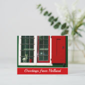 Carte Postale Photo de fenêtre hollandaise vintage rouge vert bl (Debout devant)