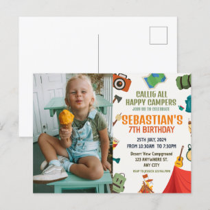 Carte Postale Photo de fête d'anniversaire en camping