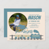 Carte Postale Photo de fête d'anniversaire enfantine Train Rétro (Devant / Derrière)