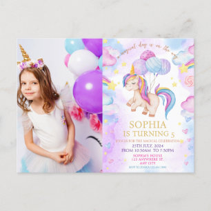 Carte Postale Photo de fête d'anniversaire Licorne