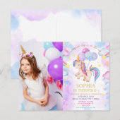 Carte Postale Photo de fête d'anniversaire licorne (Devant / Derrière)