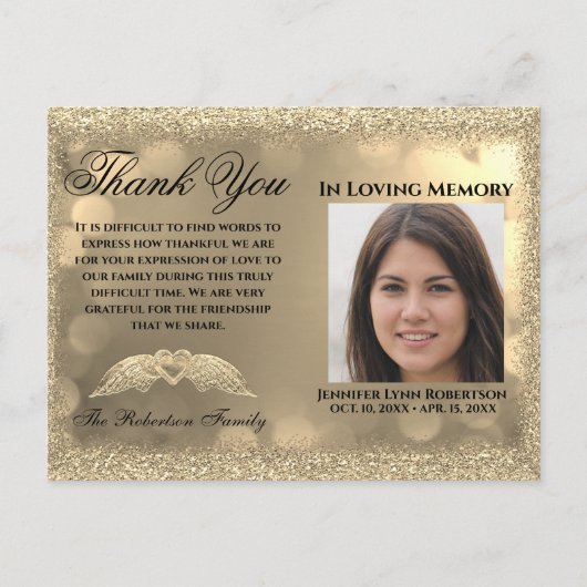 Carte Postale Photo de funérailles de sympathie MERCI avec cœur (Devant)