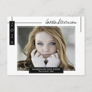 Carte Postale Photo de graduation minimale en noir et blanc