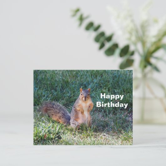 Carte Postale Photo de joyeux anniversaire d'un écureuil mignon (Debout devant)