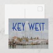 Carte Postale Photo de la marina Key West Florida avec bateaux (Devant / Derrière)