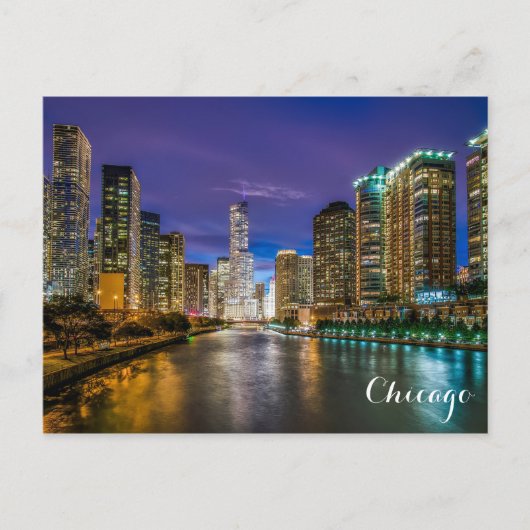 Carte Postale Photo de la skyline de Chicago Illinois au bord de (Devant)