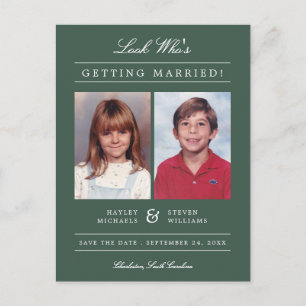 Carte Postale Photo de l'enfant Enregistrer la date Green