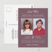 Carte Postale Photo de l'enfant Enregistrer la date | Mauve (Devant / Derrière)