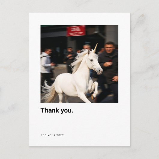 Carte Postale Photo de licorne drôle Merci (Devant)