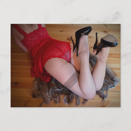 Carte postale photo de lingerie en dentelle rouge (Devant)