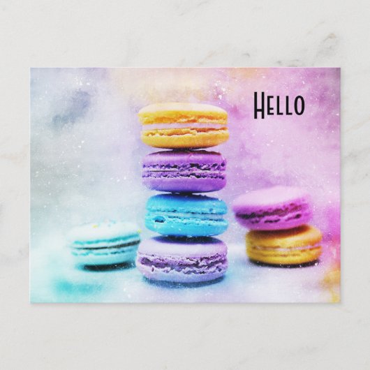 Carte Postale Photo de macarons colorés délicieux (Devant)