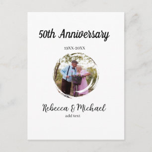 Carte Postale photo de mariage 50e anniversaire nom année cercle