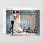 Carte Postale Photo de mariage Amour et Merci M. et Mme (Devant / Derrière)