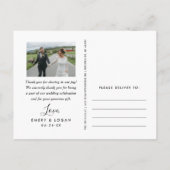 Carte Postale Photo de mariage Classique Script Forever Thankful (Dos)