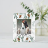 Carte Postale Photo de mariage d'amour de cônes de pin aquarelle (Debout devant)