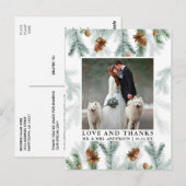 Carte Postale Photo de mariage d'amour de cônes de pin aquarelle (Devant / Derrière)