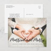 Carte Postale Photo de mariage de Noël Marié et Joyeux (Devant / Derrière)