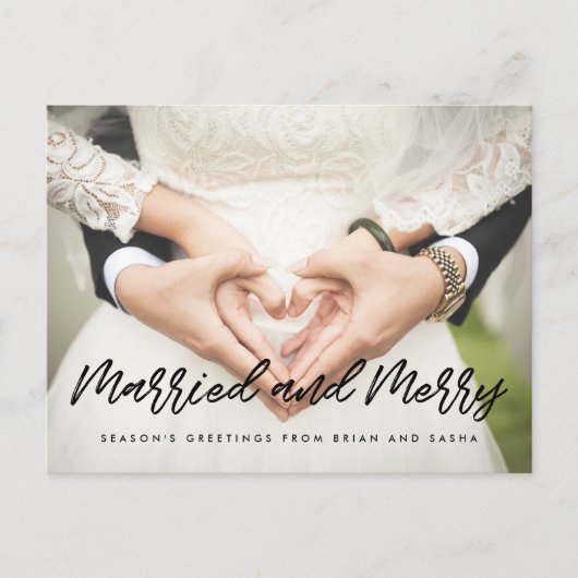 Carte Postale Photo de mariage de Noël Marié et Joyeux (Devant)