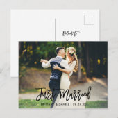 Carte Postale Photo de mariage écrit avec un pinceau moderne 'Ju (Devant / Derrière)