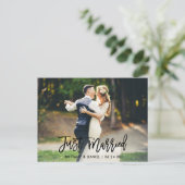 Carte Postale Photo de mariage écrit avec un pinceau moderne 'Ju (Debout devant)