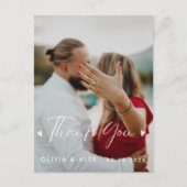 Carte Postale Photo de mariage écriture moderne Merci (Devant)