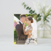 Carte Postale Photo de mariage élégant remerciement écriture noi (Debout devant)