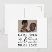 Carte Postale Photo de mariage 'Game Over' drôle pour annoncer l (Devant / Derrière)