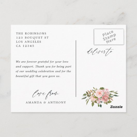 Carte Postale Photo de mariage géométrique Rose Gold et Blush (Dos)