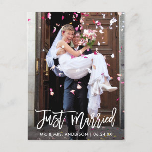 Carte Postale Photo de mariage Je viens de me marier Écriture mo