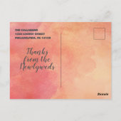 Carte Postale Photo de mariage Merci Orange Abstrait Fluide (Dos)