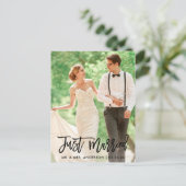 Carte Postale Photo de mariage moderne 'Just Married' écriture p (Debout devant)