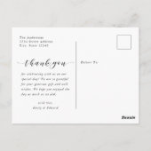 Carte Postale Photo de mariage remerciement écriture manuscrite  (Dos)