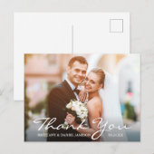 Carte Postale Photo de mariage remerciement mariée et marié (Devant / Derrière)