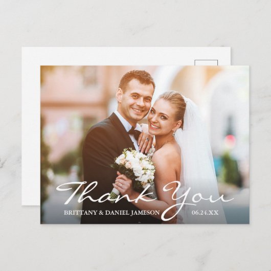 Carte Postale Photo de mariage remerciements mariés (Devant / Derrière)