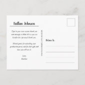 Carte Postale Photo de mode diplômé Merci blanc Script (Dos)