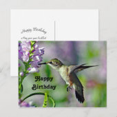 Carte Postale Photo de naissance de faune florale rose de colibr (Devant / Derrière)